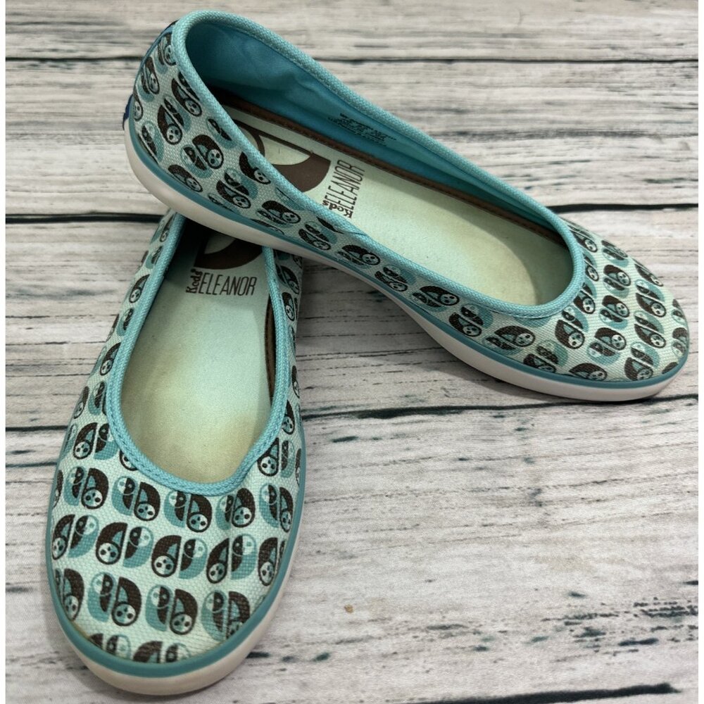Keds ELEANOR Women's Low Flat Slip-On Blue/Brown Owl Shoes Sz 8.5